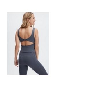 10. Fabletics oasis twist back built in bra tank
Size: Large
Color: pewter